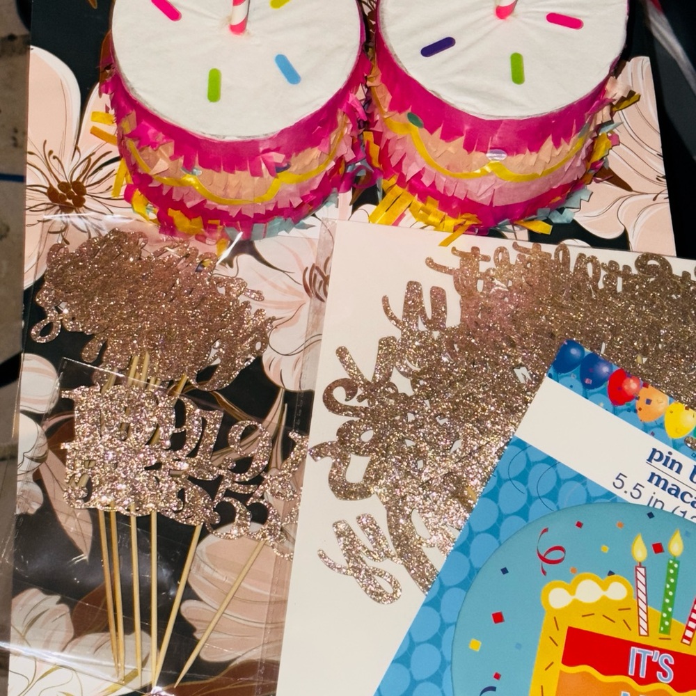 70th Glittery Gold Cake Toppers for Celebrations